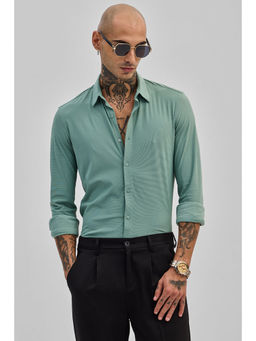 Snitch - Green Stretchable Pique Shirt