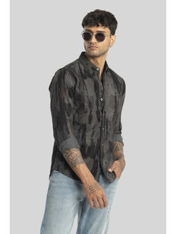 Snitch - Cesare Black Abstract Corduroy Shirt