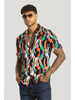 Snitch - Multi-Color Slim Fit Abstract Shirt