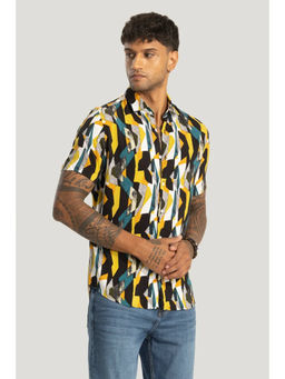 Snitch - Multi-Color Slim Fit Abstract Shirt