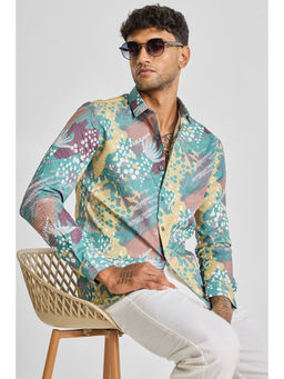 Snitch - Multi-Color Abstract Slim Fit Shirt