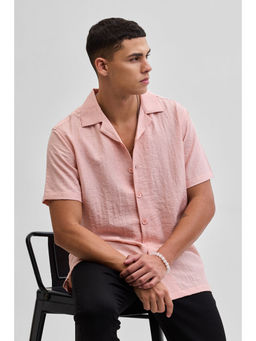 Snitch - Peach Boxy Fit Linen Blend Shirt