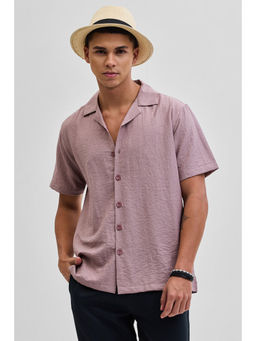 Snitch - Mauve Boxy Fit Linen Blend Shirt
