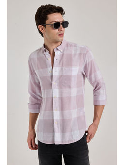 Snitch - Light Pink Checks Linen Blend Shirt