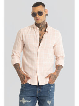 Snitch - Peach Tartan Checks Shirt