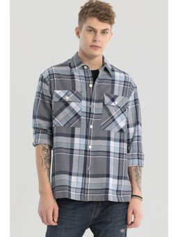 Snitch - Grey Double Pocket Checks Shirt