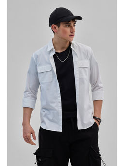 Snitch - Blue Solid Double Pocket Overshirt