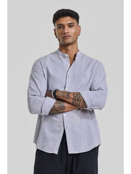 Snitch - Light Grey Textured Linen Shirt