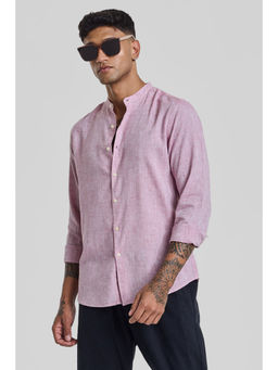 Snitch - Light Pink Textured Linen Shirt