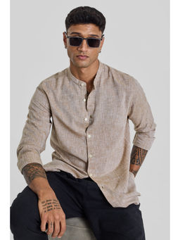 Snitch - Light Brown Textured Linen Shirt