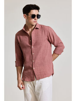 Snitch - Mauve Textured Slim Fit Shirt