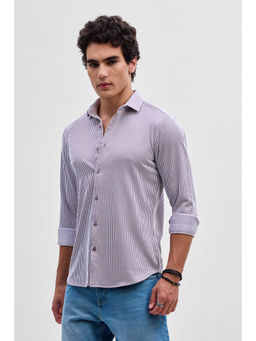Snitch - Lavender Stripes Slim Fit Stretch Shirt