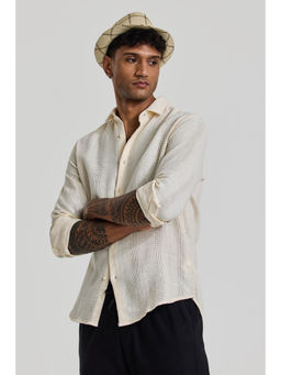Snitch - Cream Knitted Slim Fit Shirt