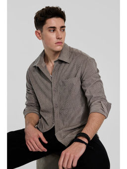 Snitch - Grey Textured Corduroy Overshirt