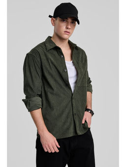 Snitch - Dark Green Textured Corduroy Overshirt