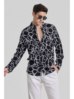 Snitch - Black Typography Slim Fit Shirt