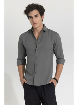Snitch - Grey Slim Fit Solid Shirt