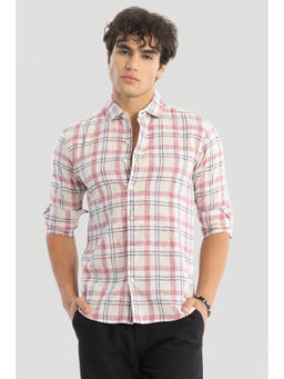 Snitch - Pink Checks Linen Blend Shirt