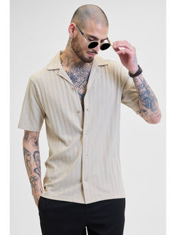 Snitch - Beige Stripes Boxy Fit Shirt