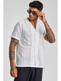 Snitch - White Cuban Crochet Shirt