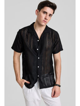 Snitch - Black Stripes Crochet Shirt