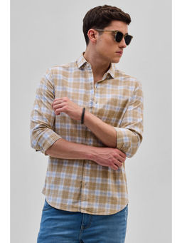 Snitch - Beige Checks Slim Fit Shirt