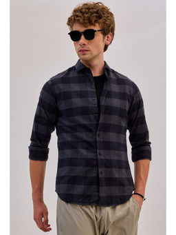 Snitch - Charcoal Grey Checks Slim Fit Shirt