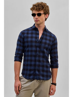 Snitch - Dark Blue Checks Slim Fit Shirt