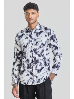 Snitch - Navy Blue & White Abstract Shirt