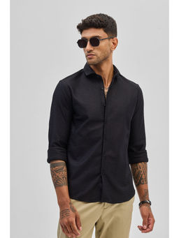 Snitch - Black Self Design Shirt