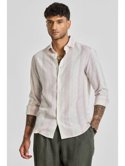 Snitch - Light Pink Stripes Linen Shirt