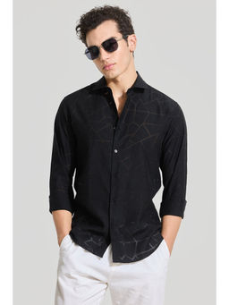 Snitch - Black Self Printed Shirt