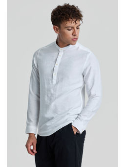 Snitch - White Solid Slim Fit Shirt