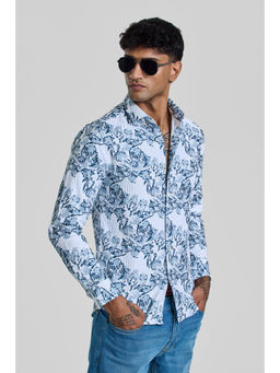 Snitch - Light Blue Floral Slim Fit Shirt