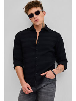 Snitch - Black Stripes Slim Fit Shirt