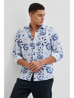 Snitch - Off White Printed Floral Shirt