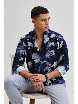 Snitch - Navy Blue Abstract Shirt