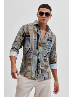 Snitch - Brown Printed Shirt