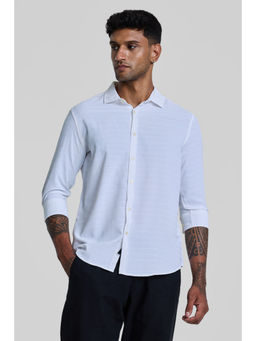 Snitch - White Self Design Shirt