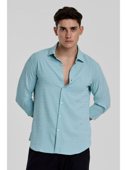Snitch - Light Turquoise Self Design Shirt