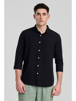 Snitch - Black Self Design Shirt