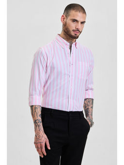 Snitch - Light Pink Stripes Slim Fit Shirt