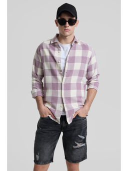 Snitch - Lavender Slim Fit Checks Shirt