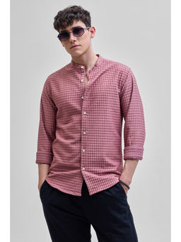 Snitch - Mauve Self Design Mandarin Shirt