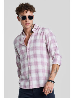 Snitch - Lavender Checks Linen Blend Shirt