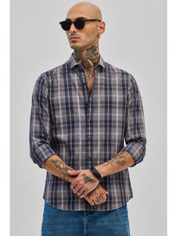 Snitch - Grey Checks Slim Fit Shirt