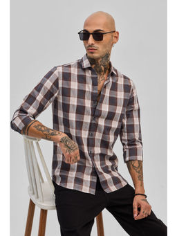 Snitch - Grey Checks Slim Fit Shirt
