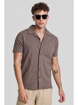Snitch - Brown Cuban Textured Shirt