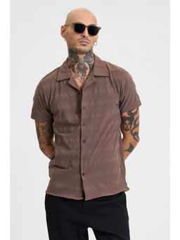 Snitch - Brown Textured Boxy Fit Shirt