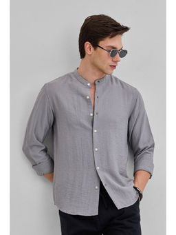 Snitch - Grey Mandarin Linen Blend Shirt